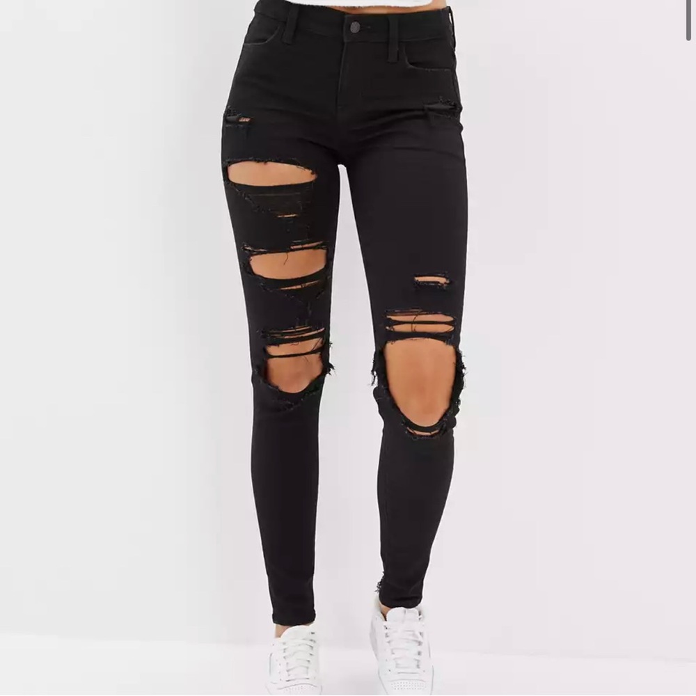 ✨AE Dream Jean✨ American eagle dream jean with distressed pattern faded black